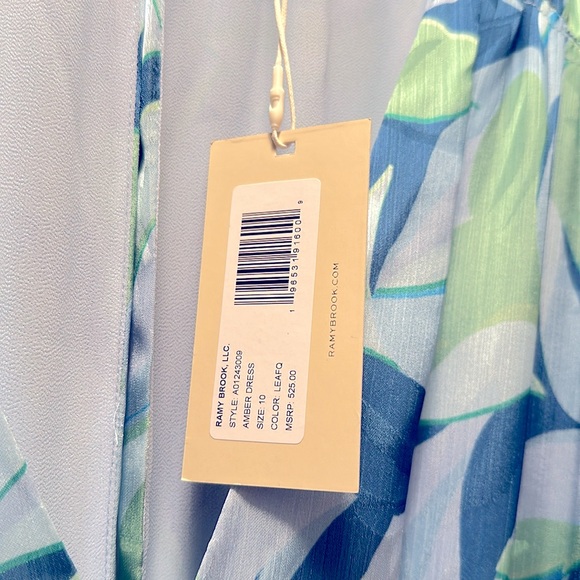 Ramy Brook Amber flutter sleeve midi dress. Size 10. Color: blue leaf - Picture 2 of 4